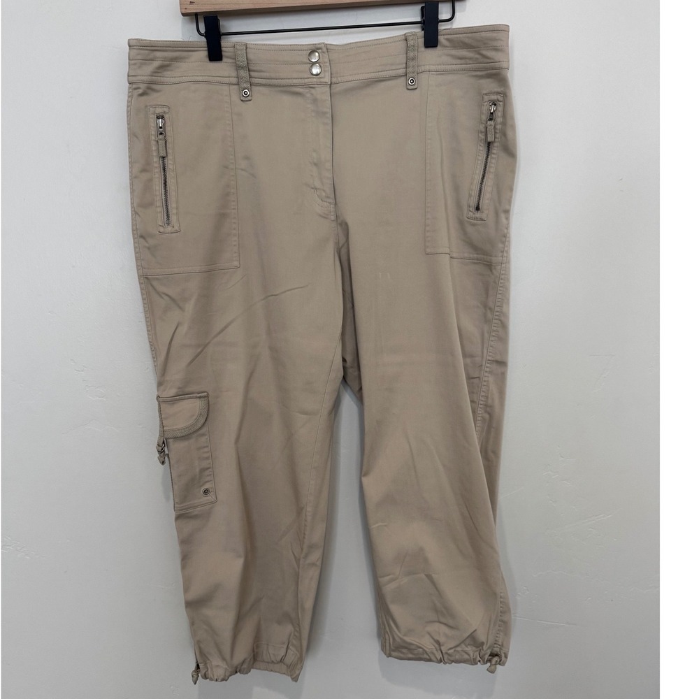 Chicos Tan Y2K Cargo Capris Utility Crop Pants XL Size‎ 3 Gorpcore Streetwear